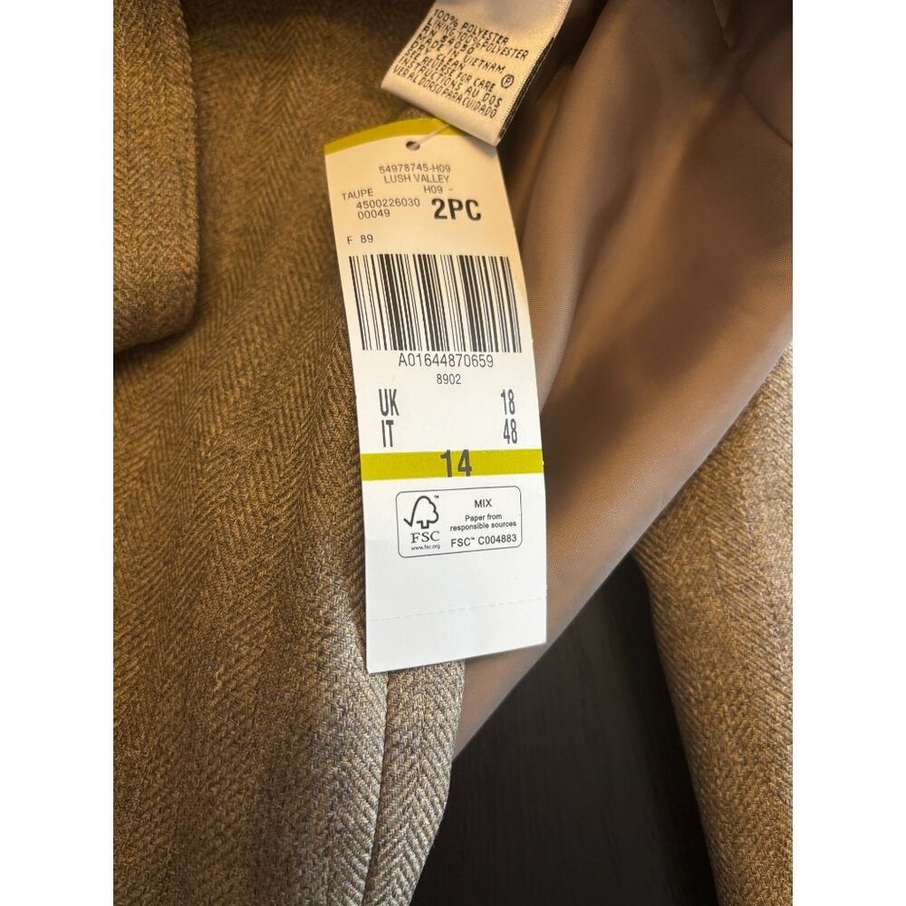 Le Suit Taupe Pant Suit Set Leopard Scarf Womens Size 14 Lush Valley 2 Piece NWT - Picture 9 of 16